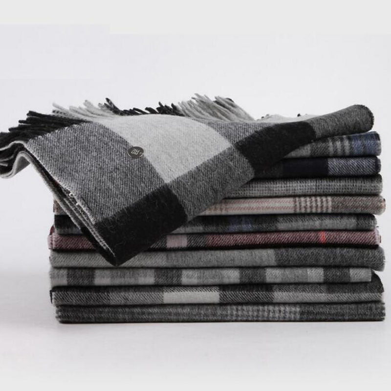 Soft Wool Scarves Black Red Plaid Women Winter Scarf